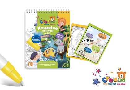 Kúzelné maľovanie vodou/blok s ceruzkou zvieratká created 4 listy
