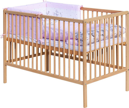 Detská postieľka s kompletnou výbavou 120 x 60 cm - Koala - ružová Scarlett