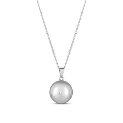 Tehotenský šperk bola Grace hladká strieborná s bielym kamienkom + retiazka Moniel