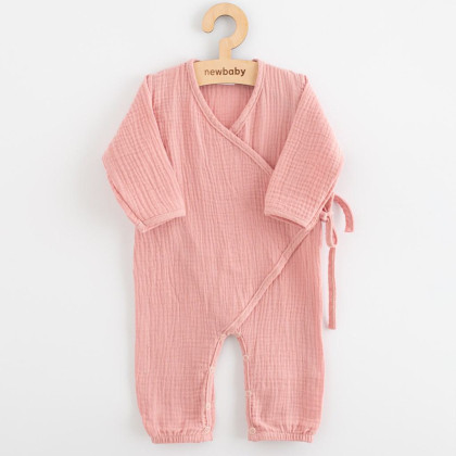 Dojčenský mušelínový overal pink New Baby
