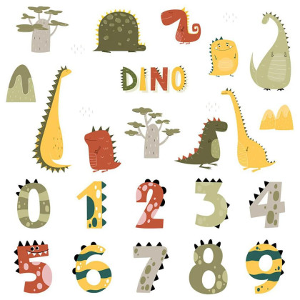 Nástenné samolepky do detskej izby, Dino Numbers Sipo