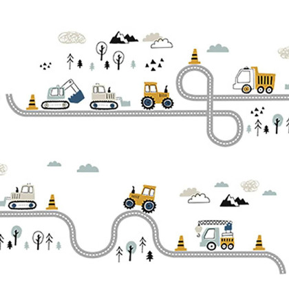 Nástenné samolepky do detskej izby, Tractors on street Sipo