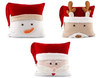 Vianočná plyšová obliečka na vankúš 43x43 cm