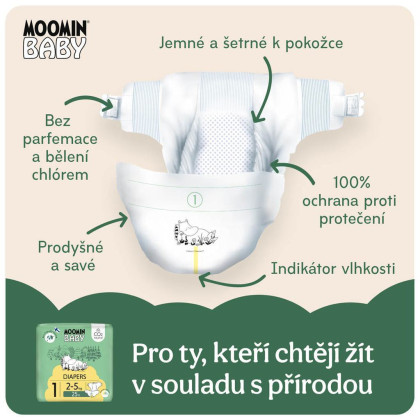 Moomin Baby 1 Newborn 2–5 kg (25 ks), eko plienky