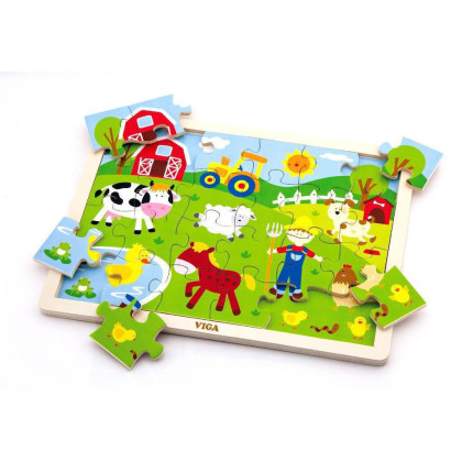 Drevené puzzle 24 dielikov - farma POUŽITÉ