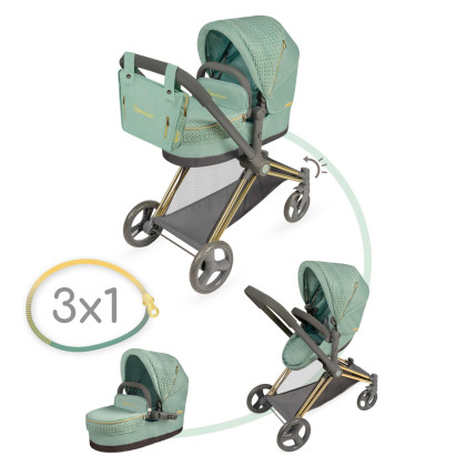 Skladací kočík pre bábiky 3 v 1 s taškou Capriccio 73 cm DeCuevas