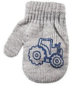 Detské palcové pletené rukavičky s traktorom 9 - 12 mesiacov