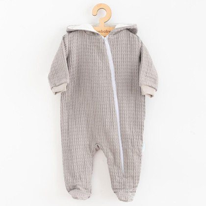 Dojčenský mušelínový overal s kapucňou New Baby Comfort clothes sivá