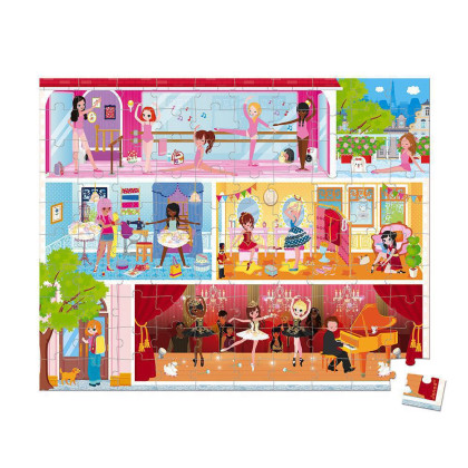 Puzzle Škola baletu v kufríku 100 ks Janod