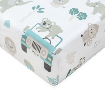 Bavlnená prestieradlo do postieľky Safari II 120 x 60 cm New Baby