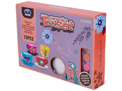 Kreatívna sada maľovania na čajový servis 13 ks so štetcom a farbičkami