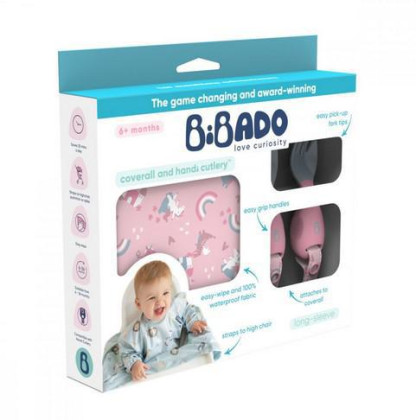 Podbradník s upínaním a detským príborom Bibado