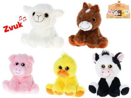 Zvieratko farma plyšové 14 cm sediaci so zvukom