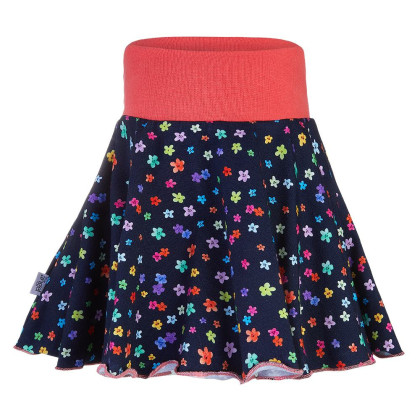 Sukňa kolová - tm.modrá kvietka