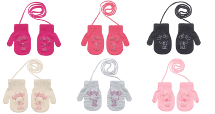 Pletené zimné rukavice so šnúrkou sobík 9 - 12 mesiacov