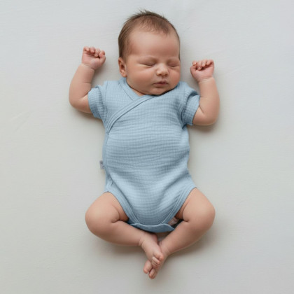 Zavinovacie dojčenské body mušelín Modrá Baby Service