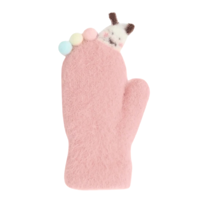 Detské zimné huňaté palčiaky s lamou a brmbolcami 2 - 3 roky