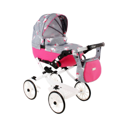 Kočiar pre bábiky Kids V5 sivý s jednorožcom