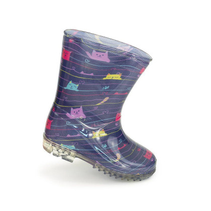 Dievčenské čižmy PVC potlač mačičky, PL0041-04, modrá Pidilidi