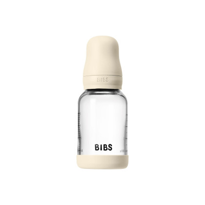 Antikoliková sklenená fľaša s kaučukovým cumlíkom 120 ml Bibs