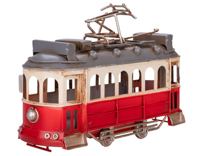 Električka červená 16,5 cm kov voľný chod
