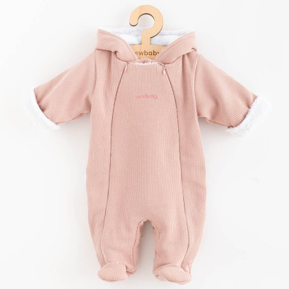 Zimná dojčenská kombinéza s kapucňou New Baby Frosty pink