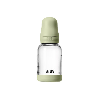 Antikoliková sklenená fľaša s kaučukovým cumlíkom 120 ml Bibs