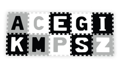 Penové puzzle, podložka Písmená, 10 ks, šedá/čierna/biela, BabyOno