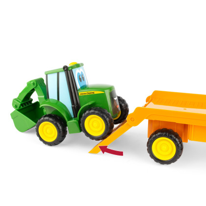 Traktor Johnny s ťahačom 37 cm JD Kids John Deere