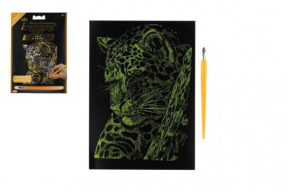 Škrabací obrázok zlatý Leopard