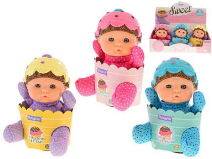 Bábätko mäkké telo 15 cm v papierovom košíčku