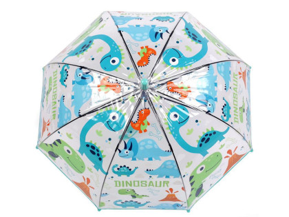 Detský priehľadný vystreľovací dáždnik dinosaurus