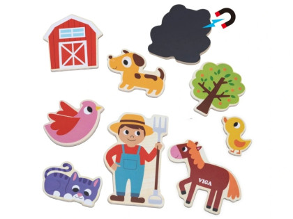 Drevené magnety 20 ks domáce zvieratká Viga