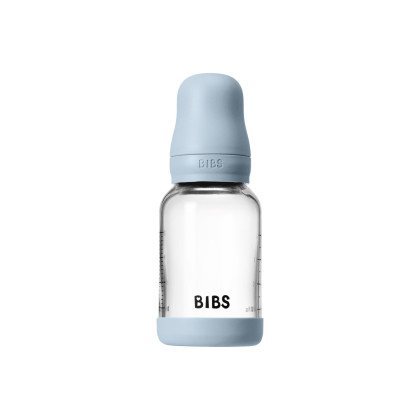 Antikoliková sklenená fľaša s kaučukovým cumlíkom 120 ml Bibs