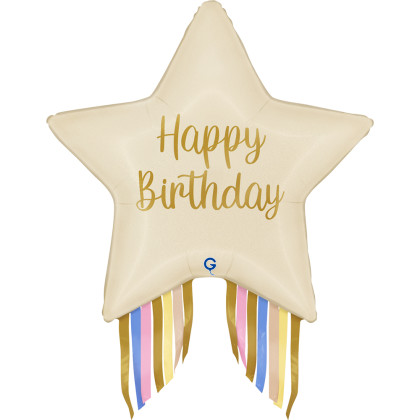 Hviezda - HB krémová so strapcami 29"/74 cm fóliový balónik nafukovací