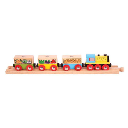 Nákladný vlak so zeleninou + 3 koľaje Bigjigs Rail