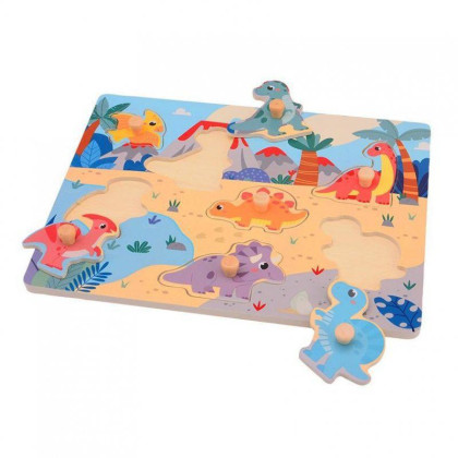 Drevené puzzle s úchytmi Dino II 18 m+