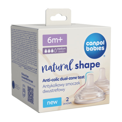 Cumlík na fľašu Natural Shape 6 m+ 2 ks Canpol babies