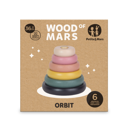 Hračka drevená skladacia Orbit Wood of Mars 36 m+ Petite&Mars