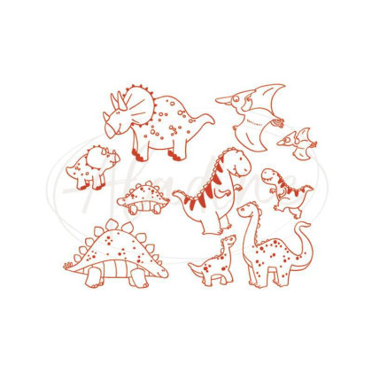 Detské pečiatky s príbehom Aladine Stampo MINOS, 10 ks - Dinosaury
