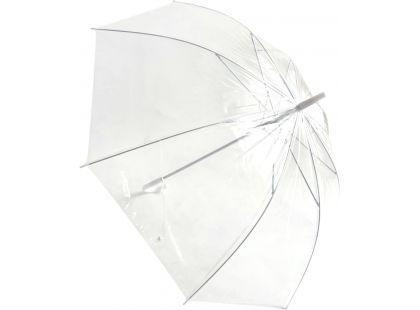 Dáždnik priehľadný biely svadobný plast/kov 82cm
