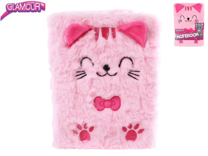 Glamour plyšový zápisník mačka 80 strán