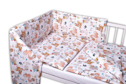 3-dielna sada Mantinel s obliečkami Rozprávkové zvieratká biela Baby Nellys