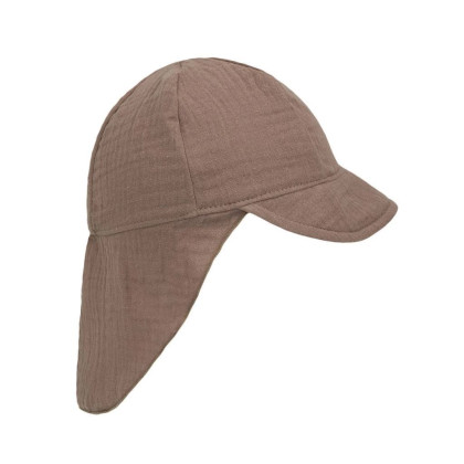 Detská šiltovka s krytím krku mušelín Brown Esito