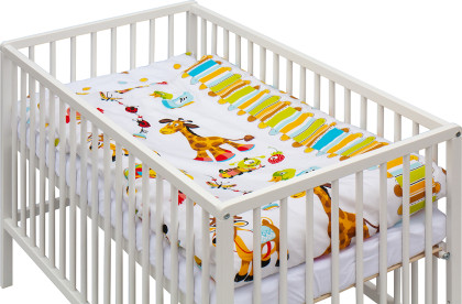 Detská postieľka s kompletnou výbavou biela 120 x 60 cm Arama Scarlett