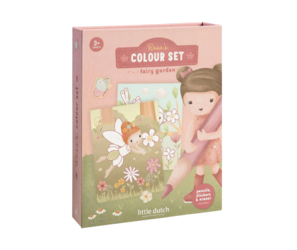Omaľovánky s pastelkami a samolepkami Rosa Fairy Garden Little Dutch
