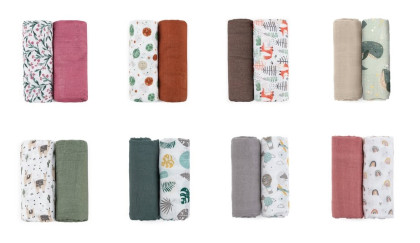 Prikrývka bambusová mušelínová 2 ks 120 x 120 cm Misty Petite&Mars