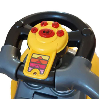 Detské odrážadlo s vodiacou tyčou 3v1 Baby Mix Mega Car žlté