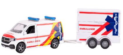 VW Transporter ambulancie kov spätný chod s prívesom Kids Globe Traffic