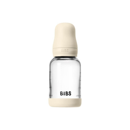 Antikoliková sklenená fľaša s kaučukovým cumlíkom 120 ml Bibs